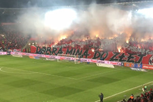 „Dobra mina...” Oprawa kibiców Widzewa Łódź [WIDEO]