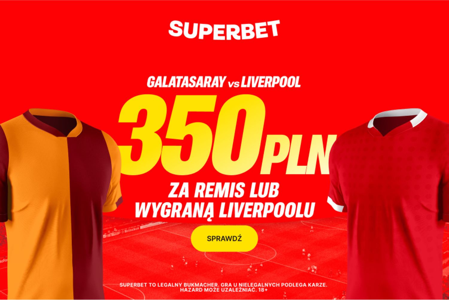 Bonus 350 PLN jeśli Liverpool nie przegra w meczu z Galatasaray