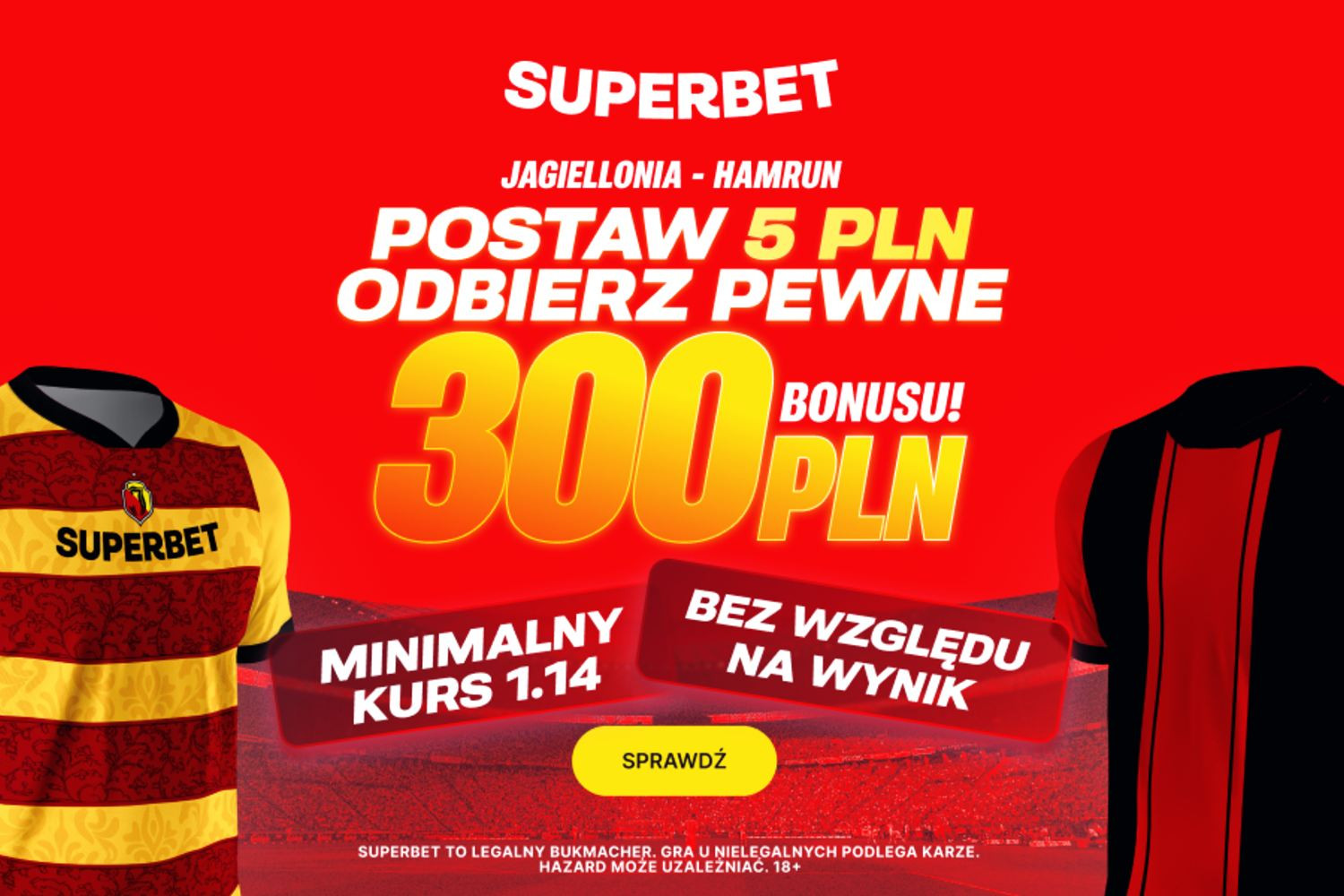 Pewne 300 złotych za dowolny typ na mecz Jagiellonii Białystok w Lidze Konferencji!