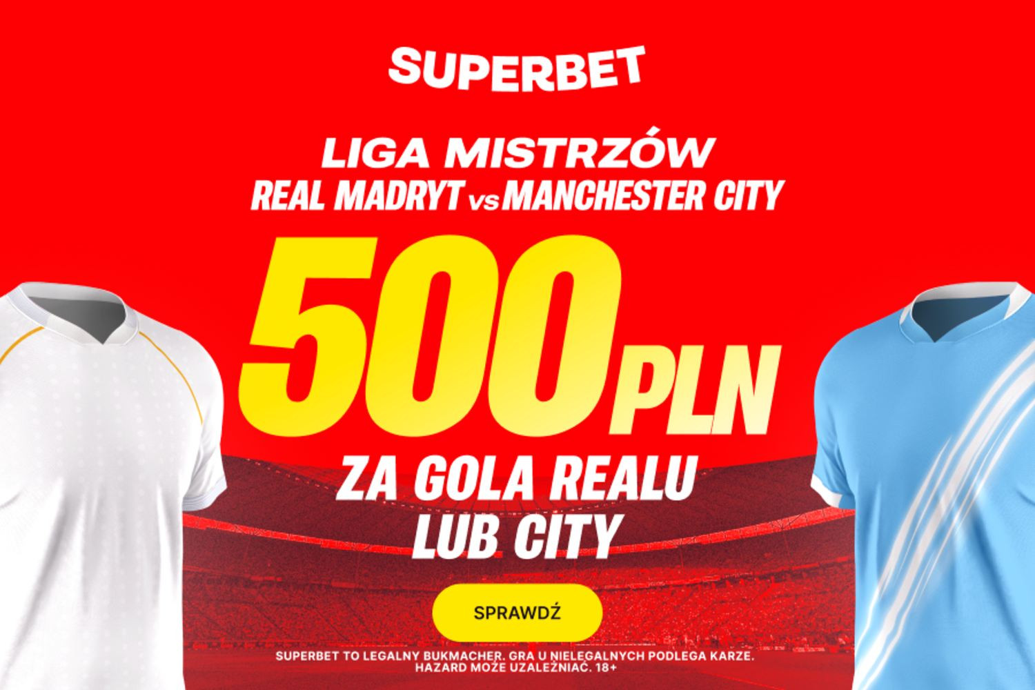 Real Madryt - Manchester City: 500 złotych za gola w hicie Ligi Mistrzów!