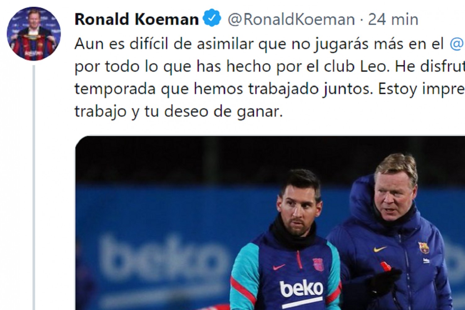 Ronald Koeman żegna Leo Messiego