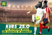 Real Madryt gra z Atlético Madryt, czyli czas na hitowe derby w LaLidze. Bukmacher proponuje kurs 25,0 na zwycięstwo... każdej z drużyn