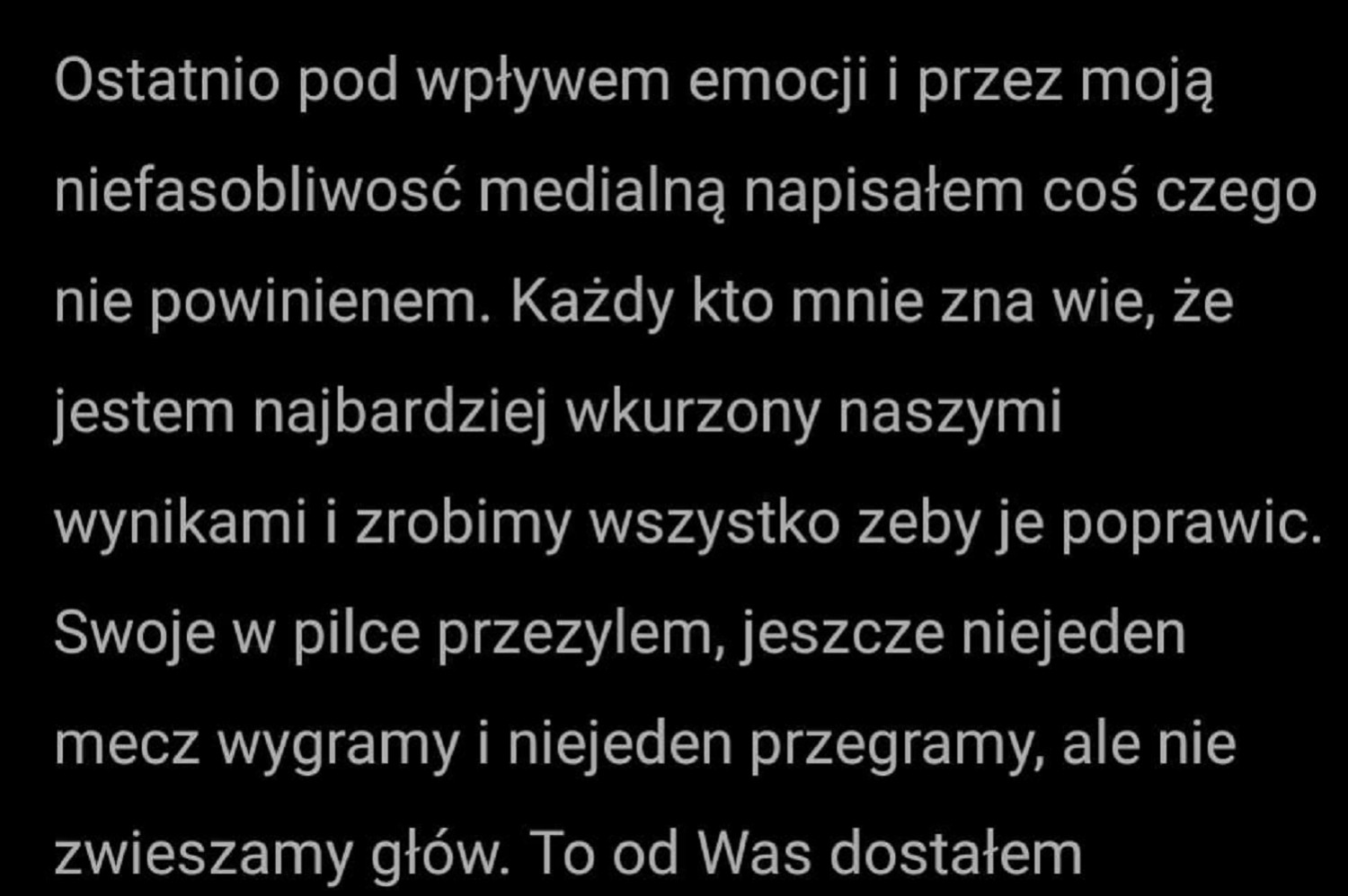 Krzysztof Mączyński z wiadomością do kibiców. „Ostatnio napisałem coś, czego nie powinienem”